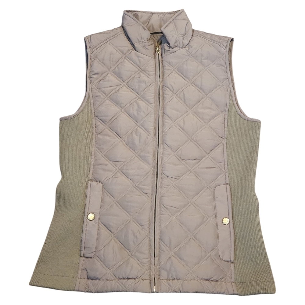 Weatherproof Women's Quilted Ribbed Vest Size Small Greenish Brown Vest Small